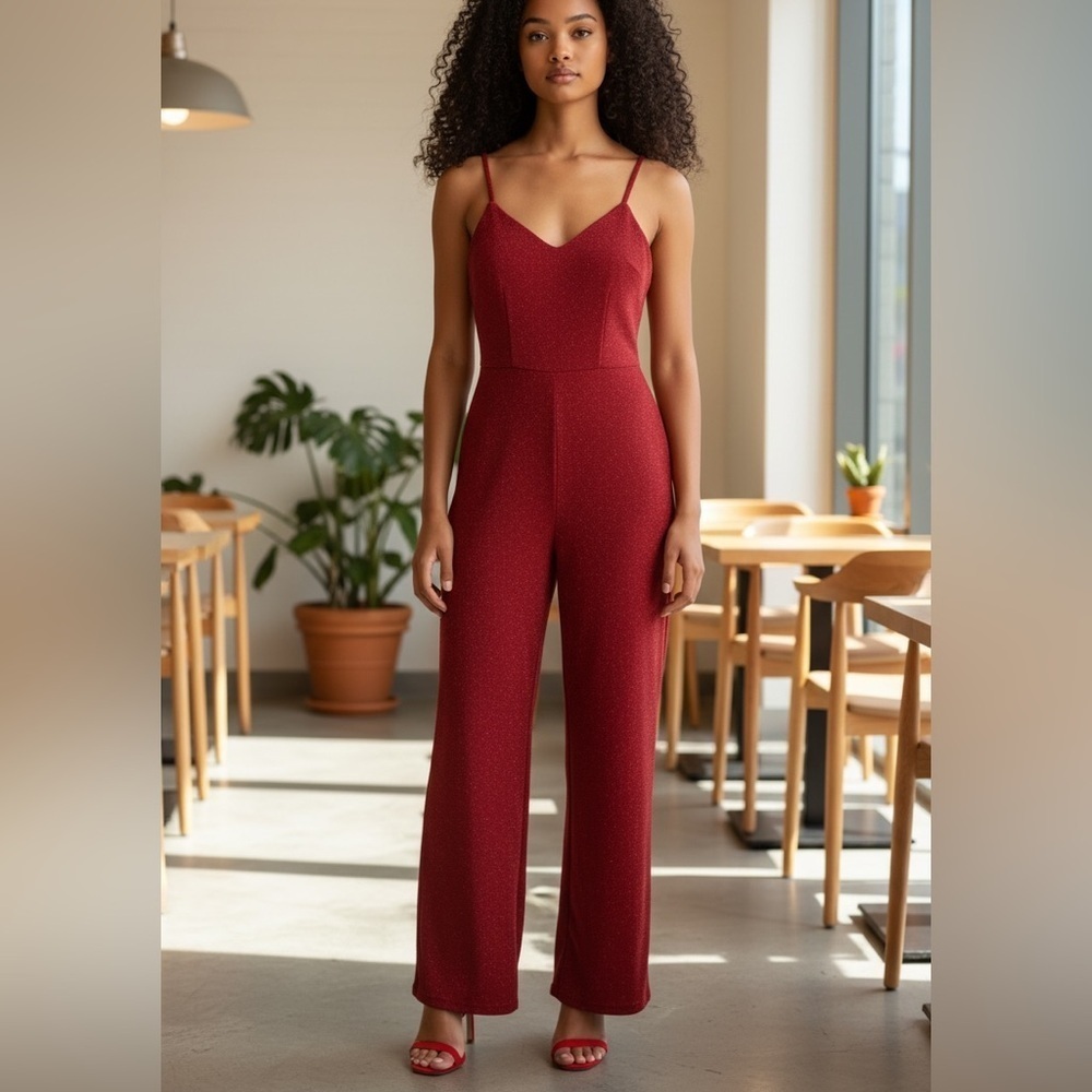 Bailey Blue Deep Red Sleeveless Jumpsuit